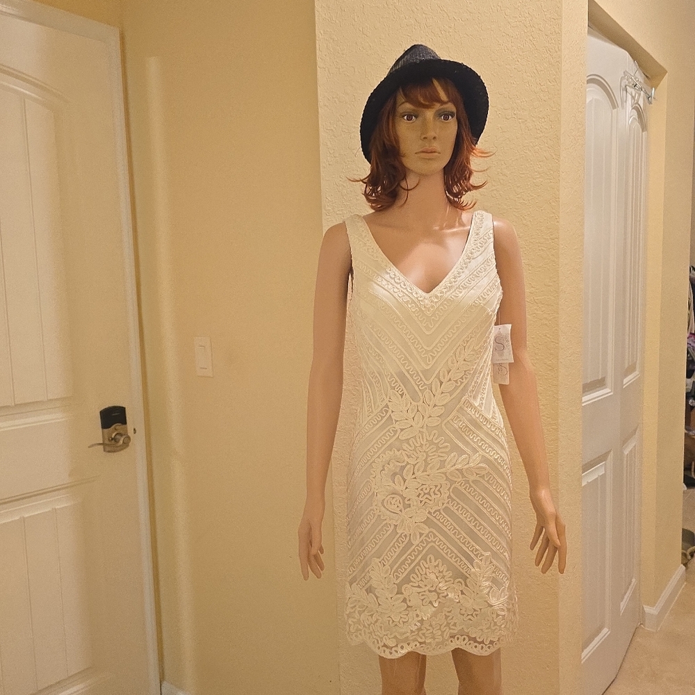 Brand New with tags - sleevless solid white lace Sue Wong dress
